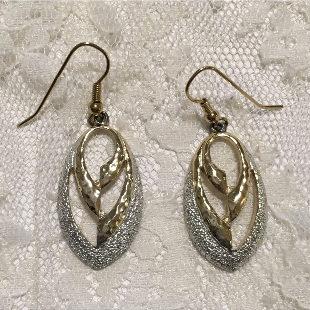 Vintage Sarah Coventry Earrings Mixed Gold Silver Tone Open Dangly
